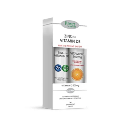 POWER HEALTH ZINC PLUS VITAMIN D3 + ΔΩΡΟ VITAMIN C 500 mg 20 TABLETS