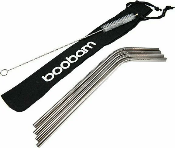 BOOBAM STRAW METAL 4-PACK SILVER
