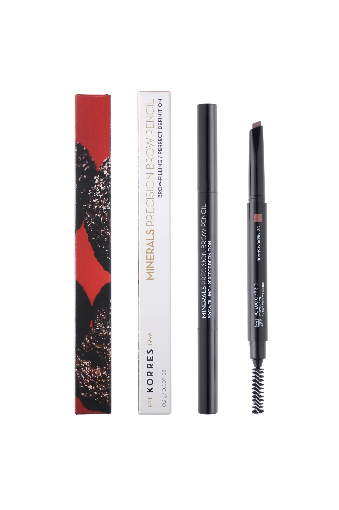 Korres - Minerals Precision Brow Pencil, Μολύβι Φρυδιών (Σε 3 Αποχρώσεις) - 02 MEDIUM SHADE