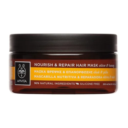 Apivita - Nourish & Repair Hair Mask Olive & Honey &Mu;ά&sigma;&kappa;&alpha; &Theta;&rho;έ&psi;&eta;&sigmaf; & &Epsilon;&pi;&alpha;&nu;ό&rho;&theta;&omega;&sigma;&eta;&sigmaf; &mu;&epsilon; &Epsilon;&lambda;&iota;ά & &Mu;έ&lambda;&iota; - 200ml