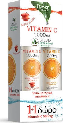 POWER HEALTH VITAMIN C 1000MG 24S APPLE STEVIA + &Delta;&Omega;&Rho;&Omicron; VITAMIN C 500MG 20S