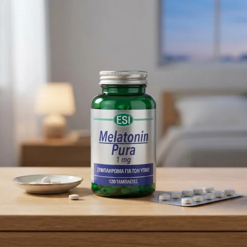 Esi Melatonin Pura 1mg &Sigma;&upsilon;&mu;&pi;&lambda;ή&rho;&omega;&mu;&alpha; &gamma;&iota;&alpha; &tau;&omicron;&nu; Ύ&pi;&nu;&omicron; 120 &tau;&alpha;&mu;&pi;&lambda;έ&tau;&epsilon;&sigmaf;