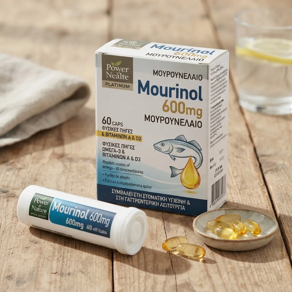 Power Health Platinum Mourinol 600mg - Μουρουνέλαιο, 60 caps