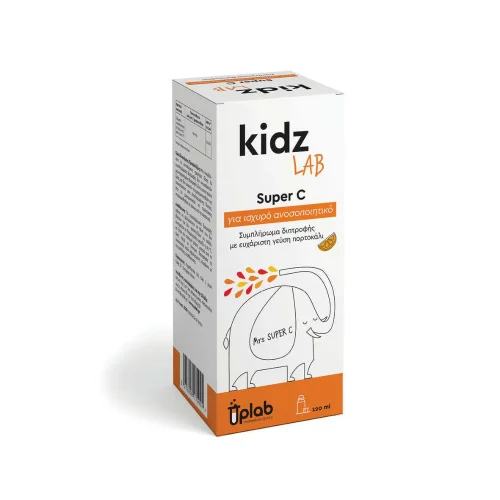 Uplab Pharmaceuticals KidzLab Super-C &Pi;&alpha;&iota;&delta;&iota;&kappa;ό &Sigma;&iota;&rho;ό&pi;&iota; &mu;&epsilon;&nbsp;&Gamma;&epsilon;ύ&sigma;&eta; &Pi;&omicron;&rho;&tau;&omicron;&kappa;ά&lambda;&iota; 120ml
