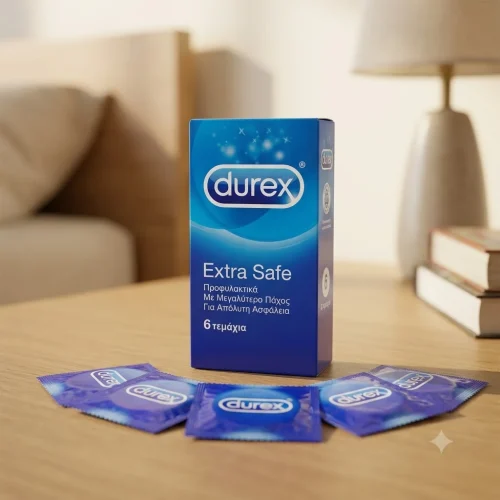 Durex Extra Safe &Pi;&rho;&omicron;&phi;&upsilon;&lambda;&alpha;&kappa;&tau;&iota;&kappa;ά &Mu;&epsilon; &Mu;&epsilon;&gamma;&alpha;&lambda;ύ&tau;&epsilon;&rho;&omicron; &Pi;ά&chi;&omicron;&sigmaf; &Gamma;&iota;&alpha; &Alpha;&pi;ό&lambda;&upsilon;&tau;&eta; &Alpha;&sigma;&phi;ά&lambda;&epsilon;&iota;&alpha; 6&tau;&epsilon;&mu;