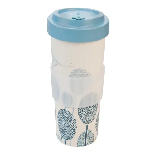 Woodway bamboo cup dandellions blue 500ml