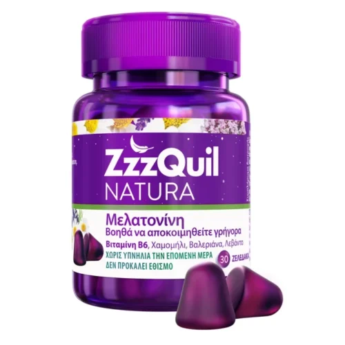 ZzzQuil natura melatonin &sigma;&upsilon;&mu;&pi;&lambda;ή&rho;&omega;&mu;&alpha; &gamma;&iota;&alpha; &tau;&omicron;&nu; ύ&pi;&nu;&omicron; forest fruits, 30 &zeta;&epsilon;&lambda;&epsilon;&delta;ά&kappa;&iota;&alpha;