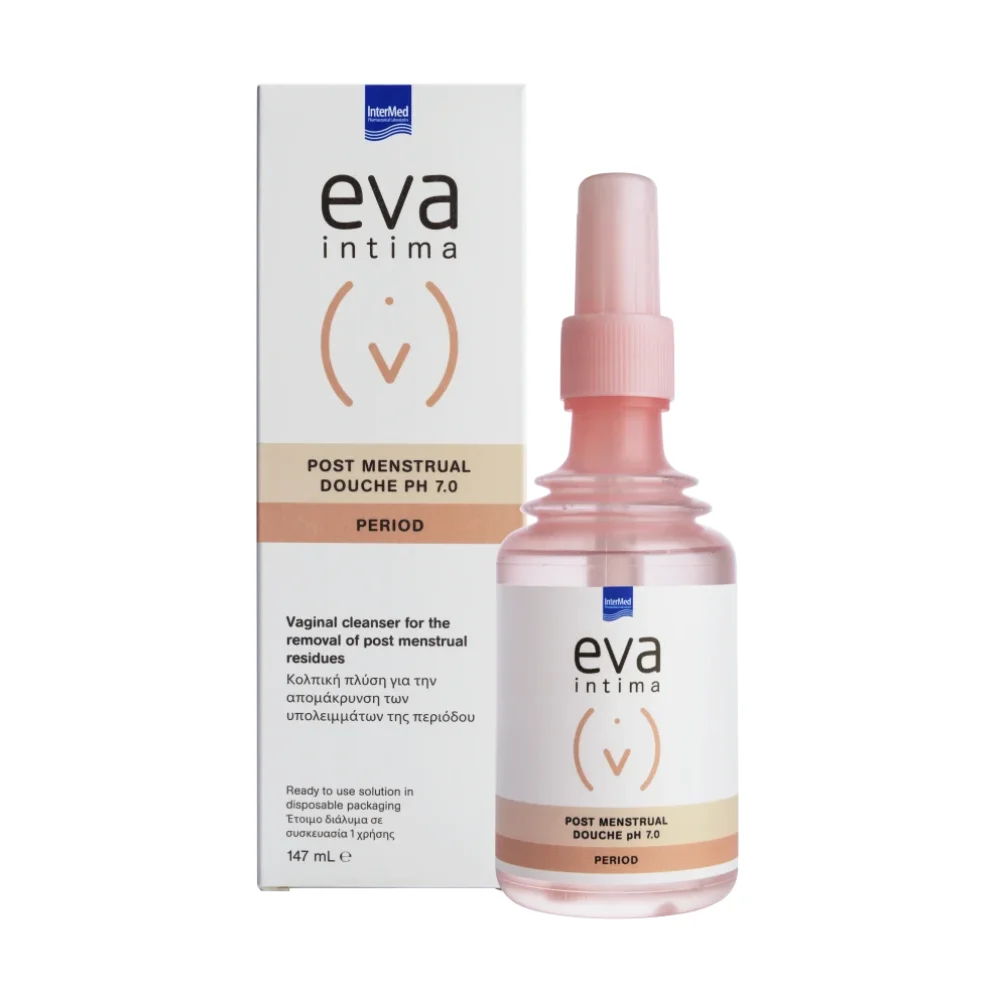 Eva Intima Post Menstrual Douche PH7 Period Κολπική Πλύση Για Απομάκρυνση Υπολειμμάτων Της Αιμόρροιας 147ml