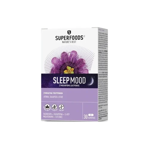 Superfoods Sleep Mood &Sigma;&upsilon;&mu;&pi;&lambda;ή&rho;&omega;&mu;&alpha; &gamma;&iota;&alpha; &tau;&omicron;&nu; Ύ&pi;&nu;&omicron; 30 &kappa;ά&psi;&omicron;&upsilon;&lambda;&epsilon;&sigmaf;