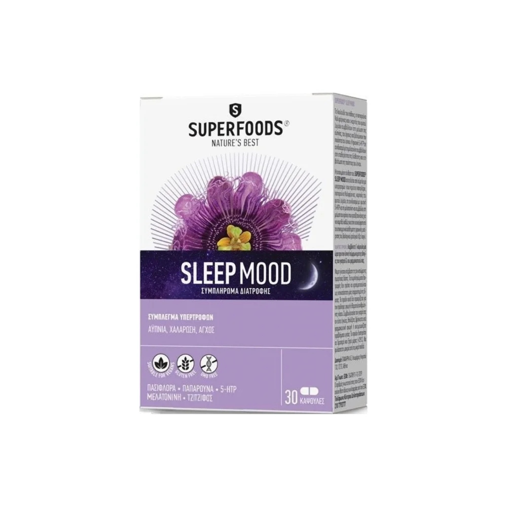 Superfoods Sleep Mood Συμπλήρωμα για τον Ύπνο 30 κάψουλες