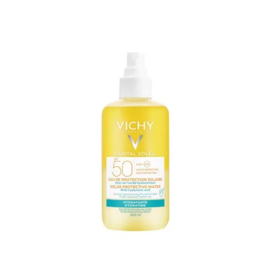 Vichy Capital Soleil Protective Water Hydrating SPF50 &Alpha;&nu;&tau;&eta;&lambda;&iota;&alpha;&kappa;ό &Nu;&epsilon;&rho;ό &Upsilon;&psi;&eta;&lambda;ή&sigmaf; &Pi;&rho;&omicron;&sigma;&tau;&alpha;&sigma;ί&alpha;&sigmaf; &mu;&epsilon; &Upsilon;&alpha;&lambda;&omicron;&upsilon;&rho;&omicron;&nu;&iota;&kappa;ό &Omicron;&xi;ύ 200ml