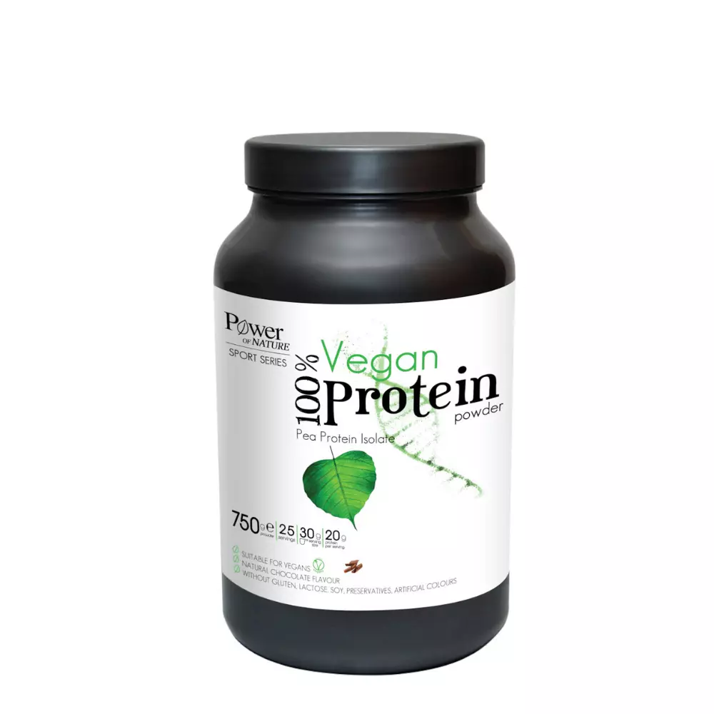 Power Of Nature Sport Series 100% Vegan Protein Χωρίς Γλουτένη & Λακτόζη με Γεύση Σοκολάτα 750gr