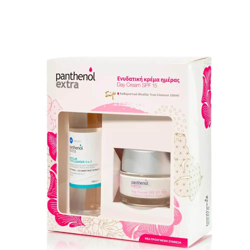Medisei Panthenol Extra Bright Start Kit Πακέτο Προσφοράς Day Cream Spf15, 50ml & Δώρο Micellar True Cleanser 100ml