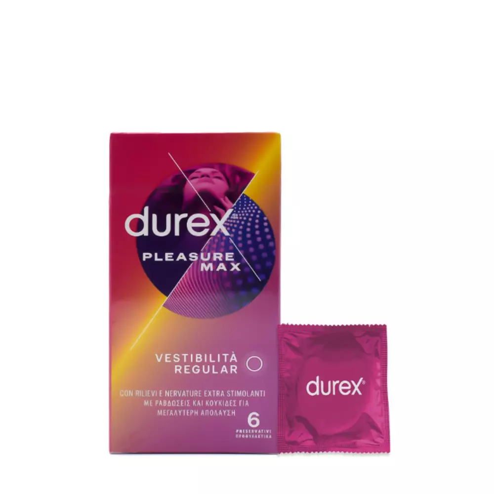 Durex Pleasuremax Προφυλακτικά με Ανάγλυφες Κουκίδες & Ραβδώσεις, 6τεμ