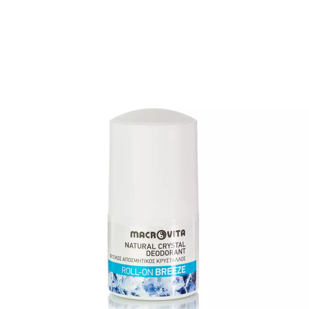 Macrovita Natural Crystal Deodorant Φυσικός Αποσμητικός Κρύσταλλος Roll On Breeze 50ml