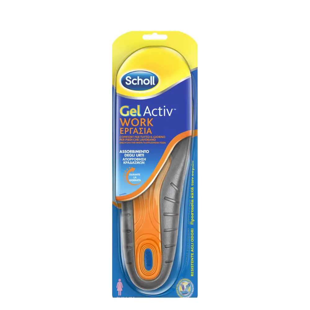 Scholl Gel Activ Work Ανατομικοί Πάτοι Παπουτσιών Εργασίας Κατά των Οσμών για Γυναίκες 2τμχ