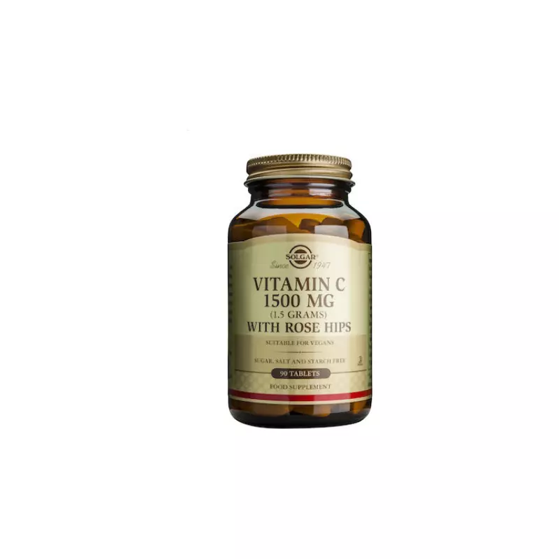 Το Solgar® Βιταμίνη C 1500 mg with Rose Hips είναι συμπλήρωμα εξαιρετικής ποιότητας, κατάλληλο για άτομα που ακολουθούν αυστηρή χορτοφαγική διατροφή. Μόλις 1 δισκίο την ημέρα παρέχει 1500 mg Βιταμίνης C και ένα από τα συνεργιστικά στοιχεία της, τον καρπό αγριοτριανταφυλλιάς