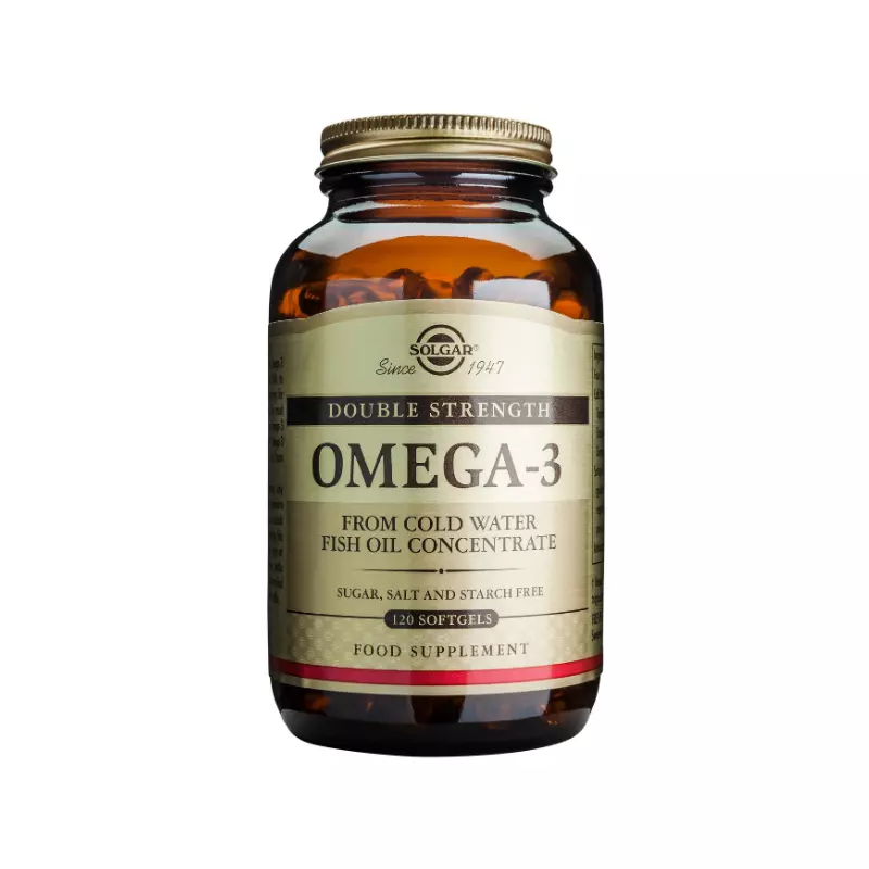 Το Omega-3 double strength της SOLGAR® παρέχει υψηλής ισχύος λιπαρά οξέα Ωμέγα-3 ψυχρής έκθλιψης και χωρίς πρόσθετα και είναι ιδιαίτερα χρήσιμο στην καλή υγεία του καρδιαγγειακού συστήματος, σε περιπτώσεις ημικρανιών και ρευματοειδούς αρθρίτιδας