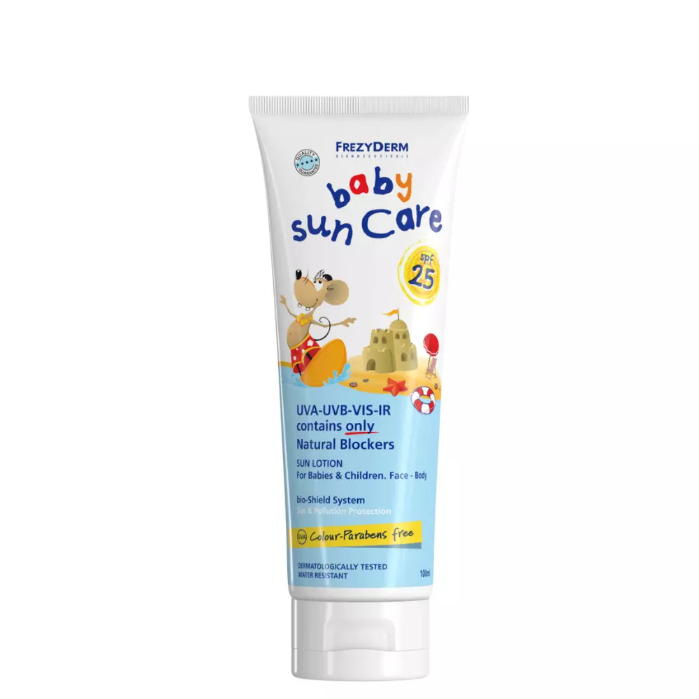 Frezyderm Αδιάβροχο Βρεφικό Αντηλιακό Γαλάκτωμα Baby Sun Care για Πρόσωπο & Σώμα SPF25 100ml