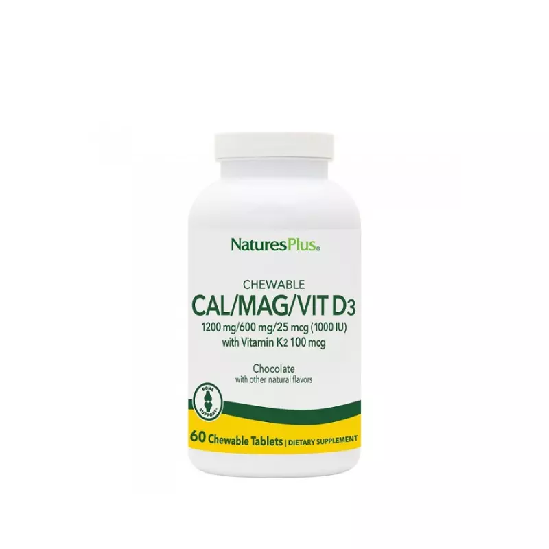 Nature's Plus Cal/Mag/Vit.D3 Μασώμενες Ταμπλέτες με Γεύση Σοκολάτα 60 chew.tabs