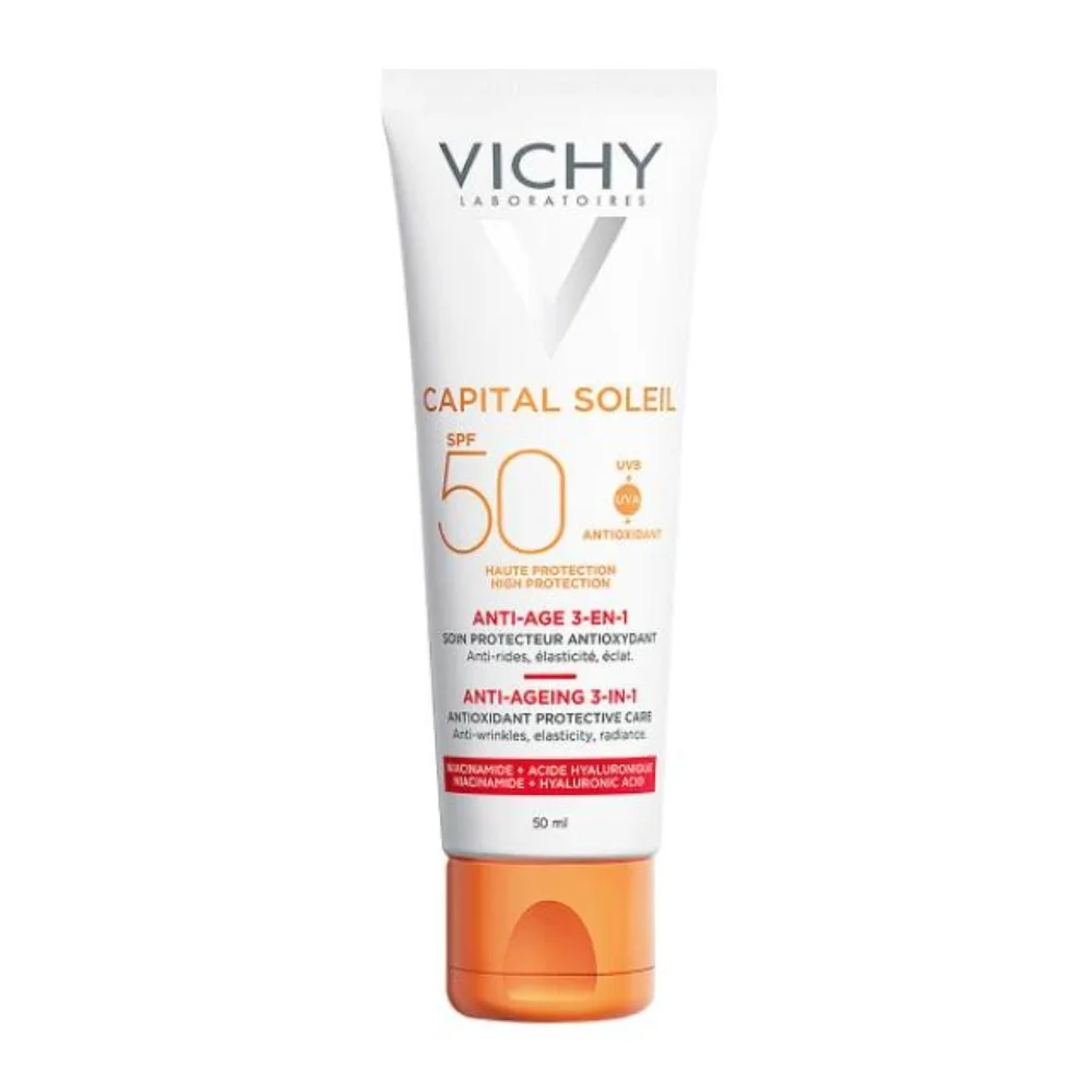 Vichy Capital Soleil Anti-Ageing 3in1 SPF50 Αντηλιακή Κρέμα Προσώπου με Αντιγηραντική Δράση 50ml