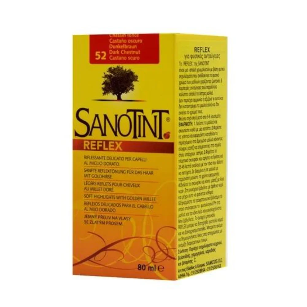 SANOTINT Reflex Φυτική Χρωμολοσίον N52 Dark Chestnut/Καστανό Σκούρο για Φυσικές Ανταύγειες 80ml