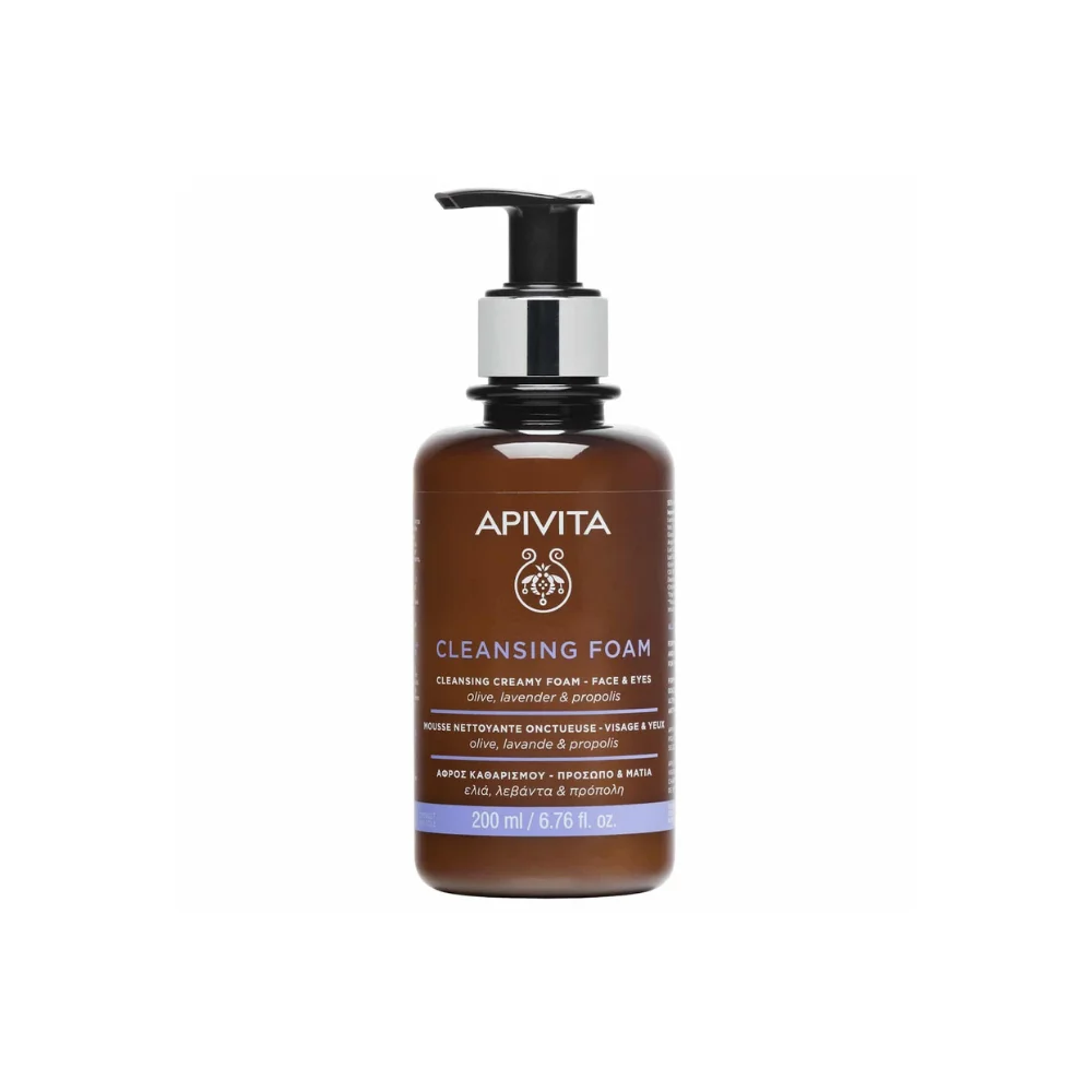 Apivita Cleansing Foam Κρεμωδης Αφρός Καθαρισμού με Ελιά & Λεβάντα 200ml.