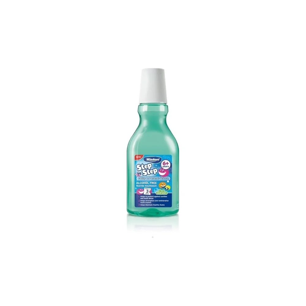Wisdom Step By Step Mouthwash Παιδικό Στοματικό Διάλυμα Με Ήπια Γεύση Μέντας 6 Ετών+ 300ml