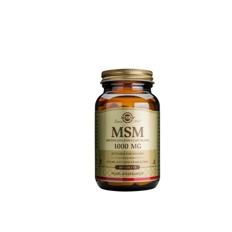 Solgar MSM Συμπλήρωμα για την Υγεία των Αρθρώσεων 1000mg 60 ταμπλέτες Η MSM είναι μια οργανική μορφή θείου που συναντάται σε όλους τους ζωντανούς οργανισμούς. Διαθέτει τις χημικές συνδέσεις που απαιτούνται για το σχηματισμό και τη διατήρηση διάφορων ιστών, συμπεριλαμβανομένων και των συνδετικών ιστών, όπως ο αρθρικός χόνδρος.