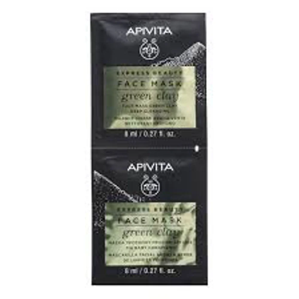 Apivita Express Beauty με Πράσινη Άργιλο για Βαθύ Καθαρισμό Μάσκα Προσώπου για Καθαρισμό με Άργιλο 2τμχ 8ml