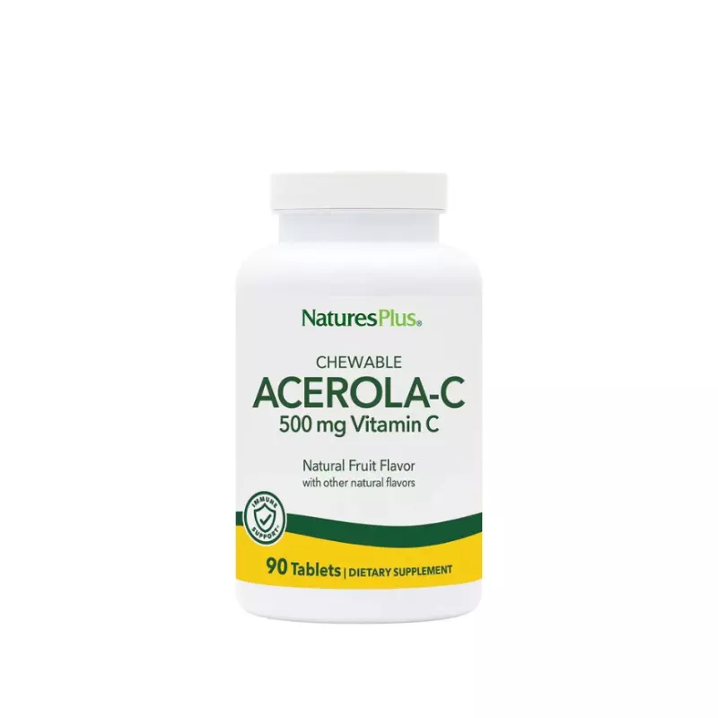 Nature's Plus Acerola C Complex 500mg Μασώμενη Βιταμίνη C από Εκχύλισμα Ασερόλας 90 tabs