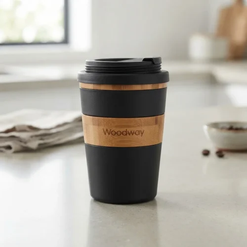 Woodway bamboo cup black 400ml
