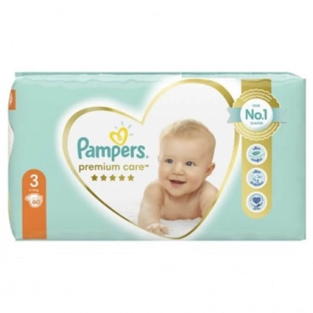 Pampers Πάνες με Αυτοκόλλητο Premium Care No. 3 για 6-10kg 60τεμ