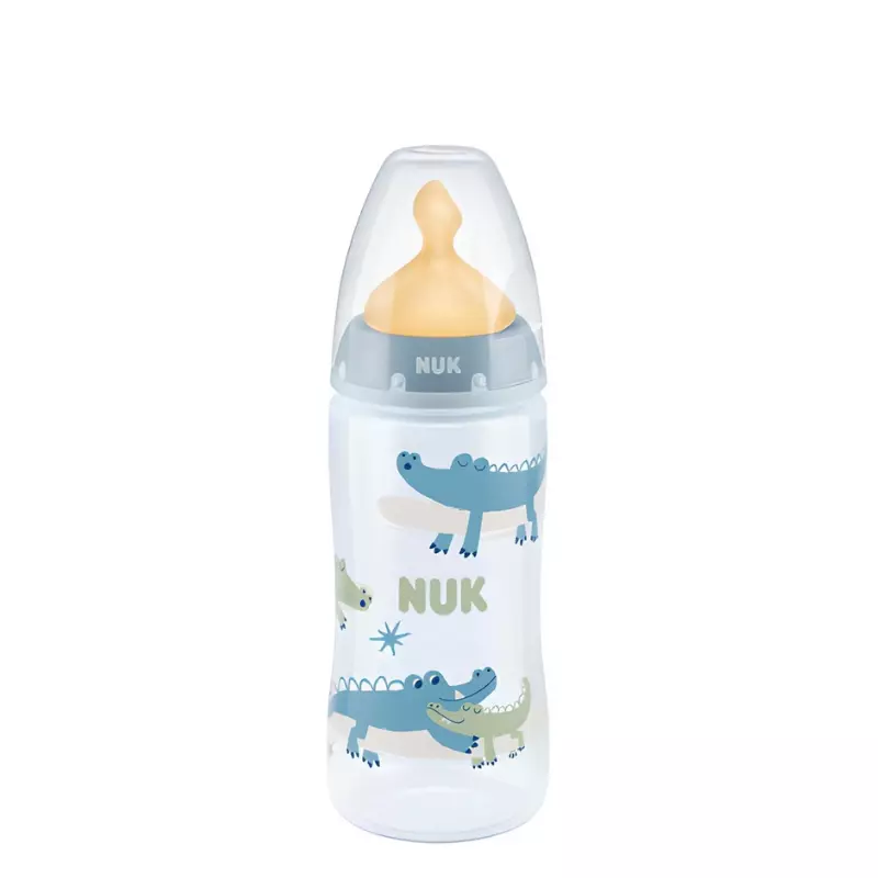 Nuk Πλαστικό Μπιμπερό First Choice Plus Temperature Control Κατά των Κολικών με Θηλή Καουτσούκ για 0-6 μηνών Γαλάζιο 300ml