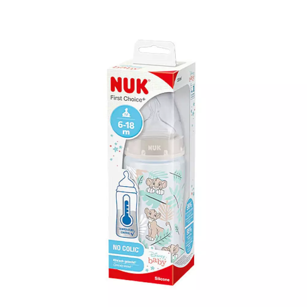 Nuk Πλαστικό Μπιμπερό First Choice Plus με Θηλή Σιλικόνης 300ml για 6-18 μηνών Lion King