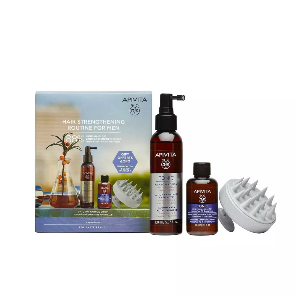Apivita Hair Strengthening Routine Σετ Περιποίησης Μαλλιών κατά της Τριχόπτωσης με Σαμπουάν και Λοσιόν 3τμχ
