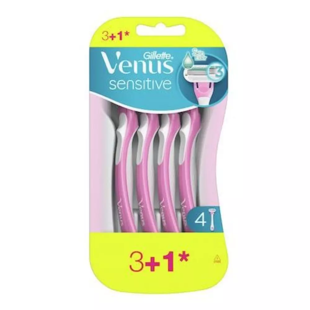 Gillette Venus 3 Sensitive Ξυραφάκια μιας Χρήσης με 3 Λεπίδες και Λιπαντική Ταινία για Ευαίσθητες Επιδερμίδες 4τεμ