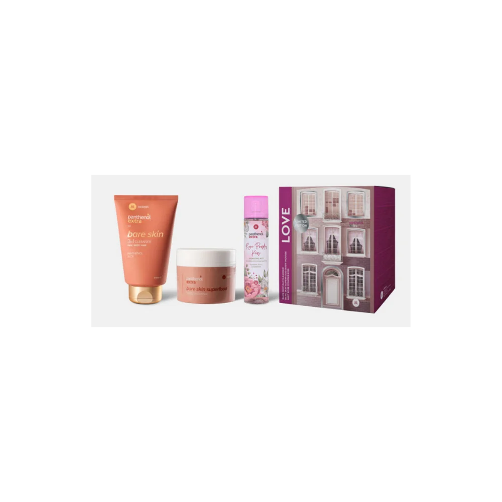 Panthenol Extra PROMO PACK Limited Edition Love Bare Skin 3 In 1 Αφρόλουτρο-Σαμπουάν 200ml, Ενυδατικό Mousse Σώματος 230ml & Rose Powder Kiss Mist 100ml
