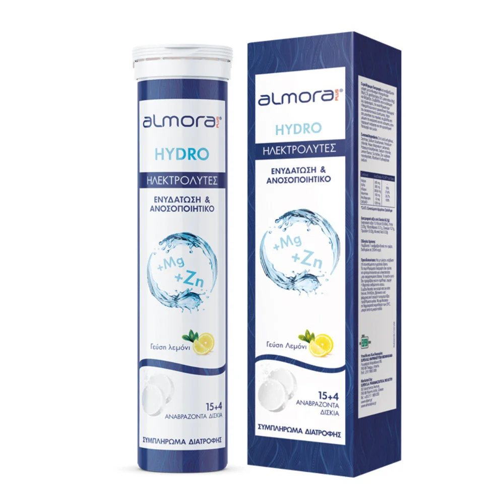 Elpen Almora Plus Hydro Ηλεκτρολύτες που Ενυδατώνουν & Ενισχύουν το Ανοσοποιητικό Σύστημα με Γεύση Λεμόνι 15+4 Αναβράζοντα Δισκία