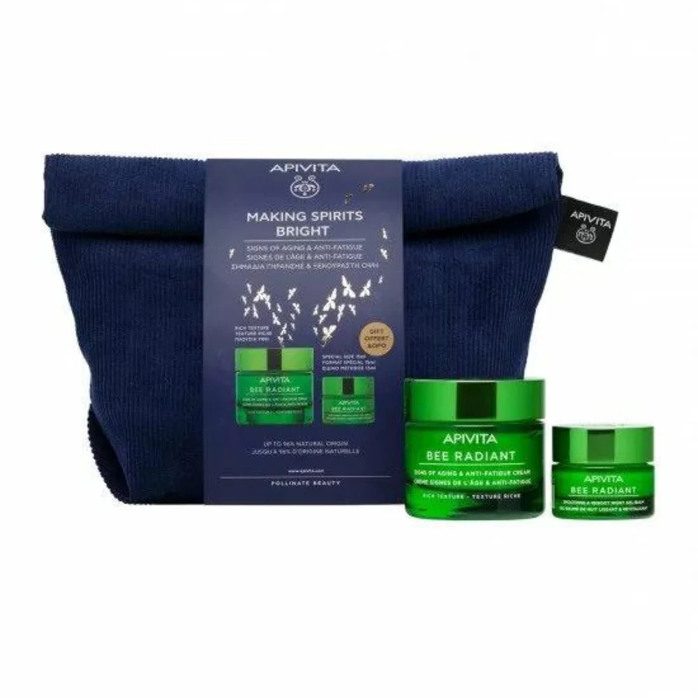 Apivita Πακέτο Making Spirits Bright Bee Radiant Κρέμα για Σημάδια Γήρανσης & Ξεκούραστη Όψη Πλούσιας Υφής 50ml & Gel-Balm Νύχτας 15ml