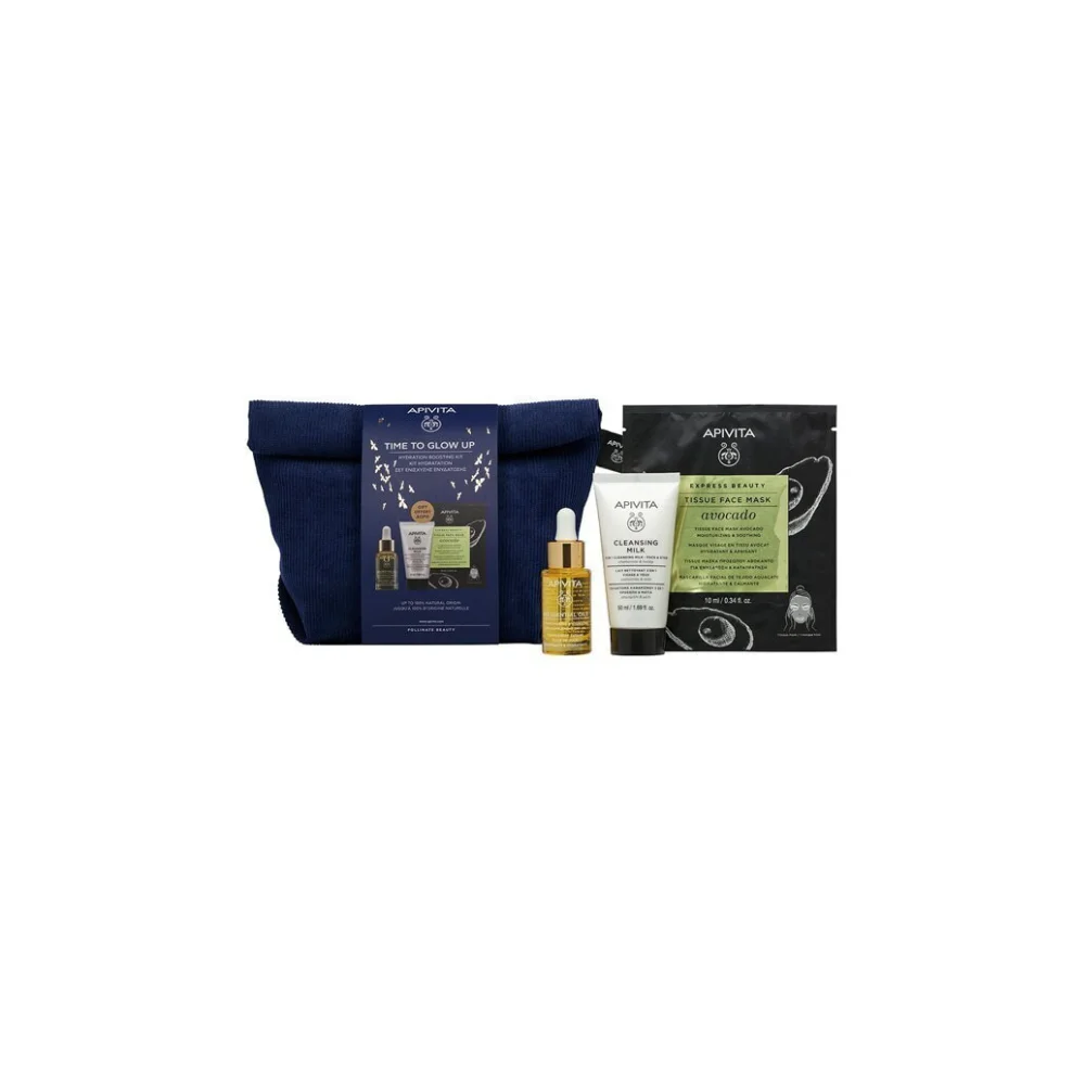 Apivita Promo Pack Time To Glow Up, Beessential Έλαιο Προσώπου 15ml & Μίνι Γαλάκτωμα 50ml & Μάσκα Προσώπου Με Αβοκάντο 20ml.