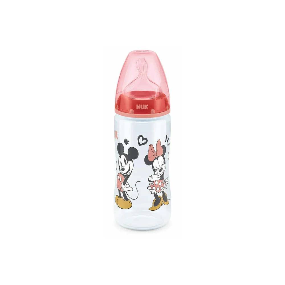 Nuk First Choice+ Μπιμπερό Mickey & Minnie Με Θηλή Σιλικόνης Κόκκινο 6-18m 300ml 1τμχ