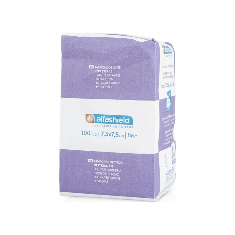 Karabinis Medical Alfashield 8ply Μη Αποστειρωμένες Γάζες 7.5x7.5cm 100τεμ