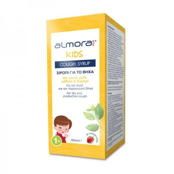 Elpen Almora Plus Σιρόπι για Παιδιά για Ξηρό και Παραγωγικό Βήχα Χωρίς Γλουτένη με Γεύση Φράουλα 120ml