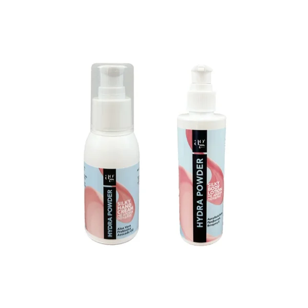 AG PHARM Promo Hydra Powder με Silky Body Lotion 200ml & Silky Hand Cream 50ml
