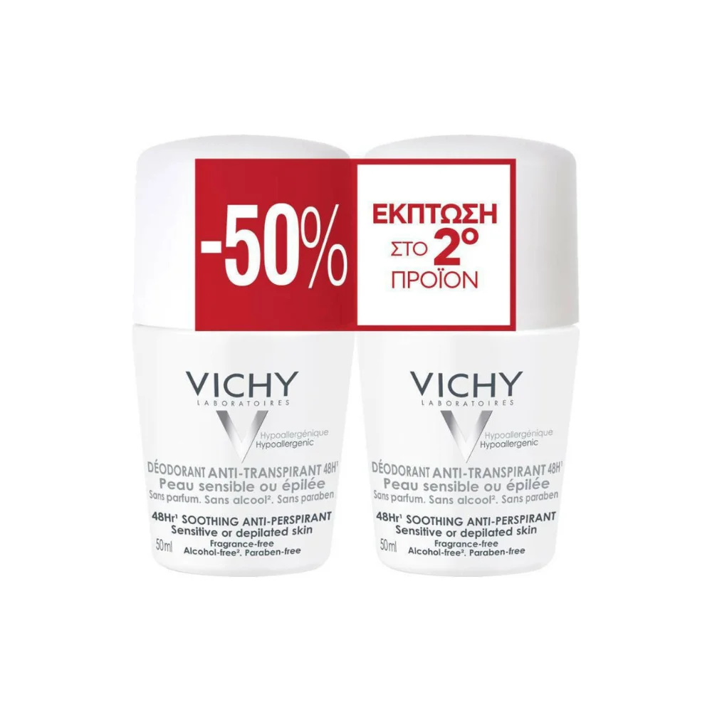 Vichy Soothing Αποσμητικό 48h σε Roll-On 2x50ml