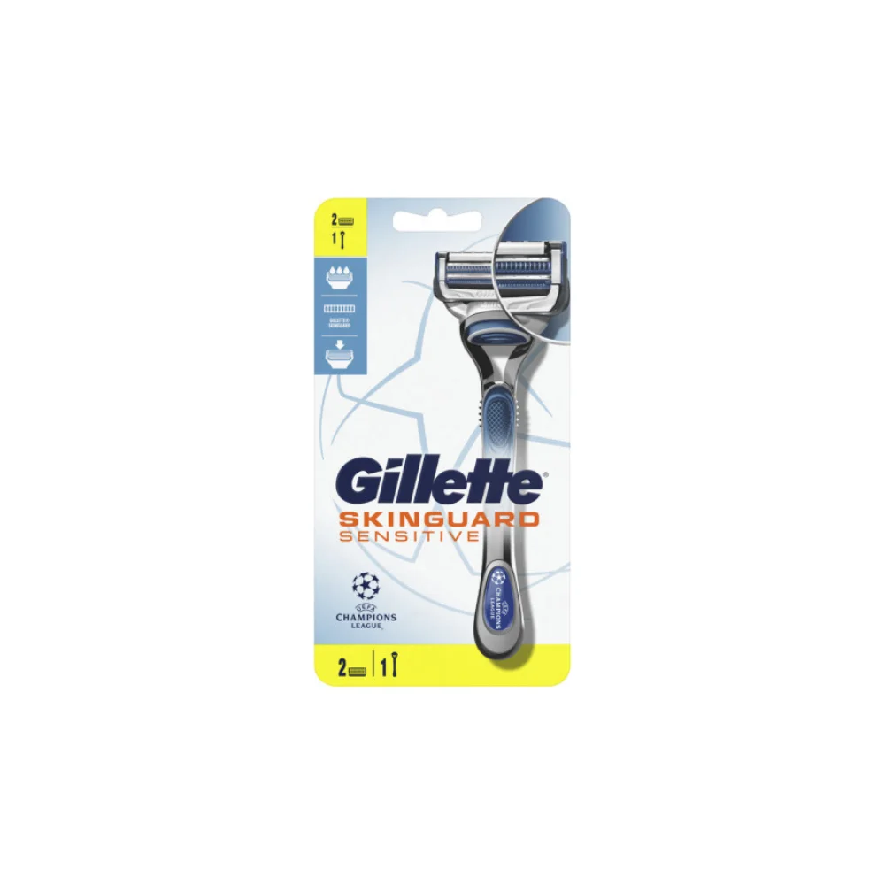 Gillette Skinguard Sensitive Ξυραφάκι με Ανταλλακτικές Κεφαλές 3 Λεπίδων και Λιπαντική Ταινία για Ευαίσθητες Επιδερμίδες 2τμχ