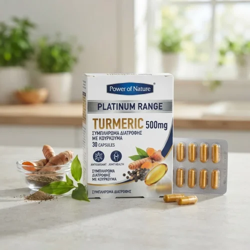 Power of nature platinum range turmeric 500mg &sigma;&upsilon;&mu;&pi;&lambda;ή&rho;&omega;&mu;&alpha; &delta;&iota;&alpha;&tau;&rho;&omicron;&phi;ή&sigmaf; &mu;&epsilon; &kappa;&omicron;&upsilon;&rho;&kappa;&omicron;&upsilon;&mu;ά 30caps