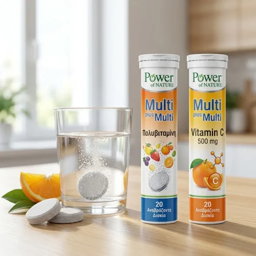 Power of Nature Multi plus Multi &Pi;&omicron;&lambda;&upsilon;&beta;&iota;&tau;&alpha;&mu;ί&nu;&eta; 20 &Alpha;&nu;&alpha;&beta;&rho;ά&zeta;&omicron;&nu;&tau;&alpha; &Delta;&iota;&sigma;&kappa;ί&alpha;+Vitamin C 500 mg