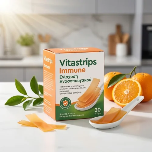 Vitastrips Immune &Epsilon;&nu;ί&sigma;&chi;&upsilon;&sigma;&eta; &Alpha;&nu;&omicron;&sigma;&omicron;&pi;&omicron;&iota;&eta;&tau;&iota;&kappa;&omicron;ύ 30 Strips